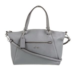 COACH PRAIRI GRAY PEBBLED LEATHER TOP ZIP SATCHEL BAG E157-58874